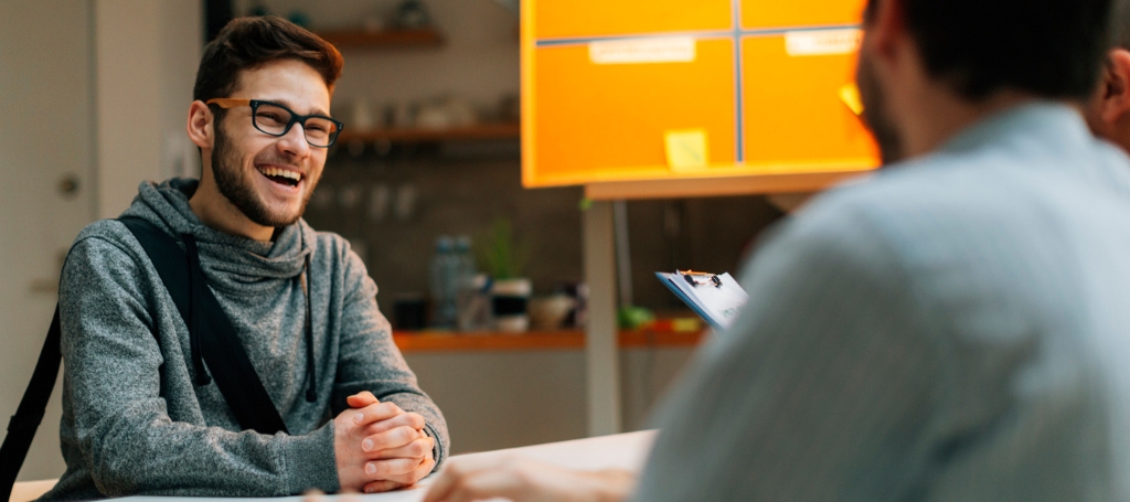 young man being interviewed