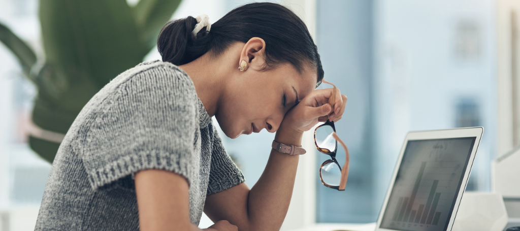 woman tired at work