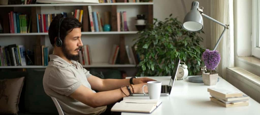 man working at desk