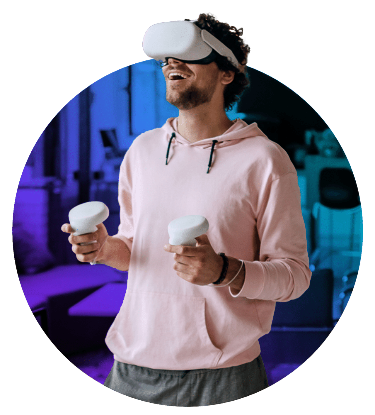 Gaming & extended reality expert wearing VR headset